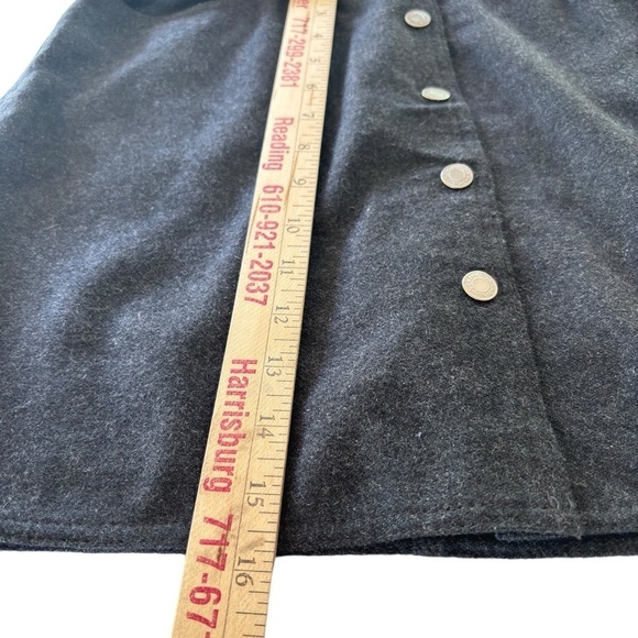 Gap Wool Mini Skirt Sz 8 Charcoal Gray Snap Down Front Pockets Classic Clueless - Picture 5 of 9